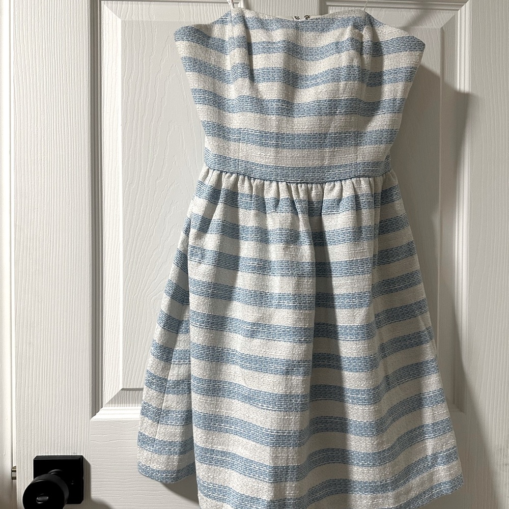 Lilly Pulitzer Peyton Blue and White Stripe Strapless Dress